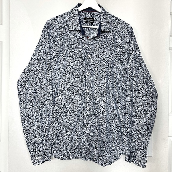 BUGATCHI Men’s Classic Fit 100% Cotton Long Sleeve‎ Button Up Floral Preppy L - Picture 1 of 11